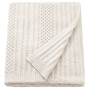 Off White Cable Knit Throw Blanket